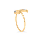 10K Yellow Gold 1/10 Cttw Diamond Crescent Moon Ring (I-J Color, I1-I2 Clarity) - Ring Size 6