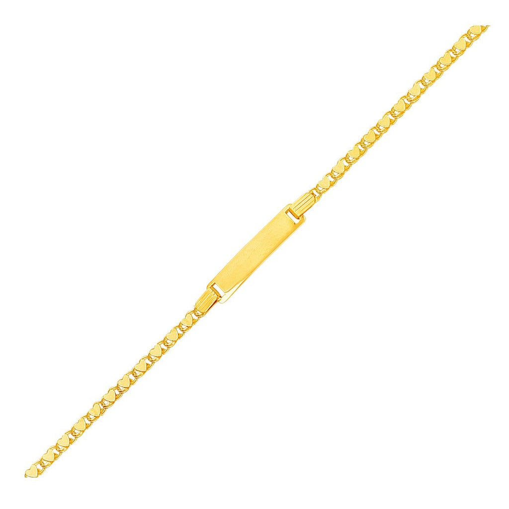 14k Yellow Gold Children's Heart Link ID Bracelet