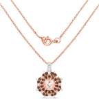 18K Rose Gold Plated 1.61 Carat Genuine Morganite, Smoky Quartz and White Zircon .925 Sterling Silver Pendant