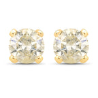 0.98 Carat Genuine LB Diamond 14K Yellow Gold Earrings
