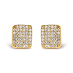 14K Yellow Gold 1/2 Cttw Diamond Square Shaped Composite Cluster Stud Earrings (I-J Color, I1-I2 Clarity)