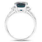 2.64 Carat Genuine London Blue Topaz and White Topaz .925 Sterling Silver Ring