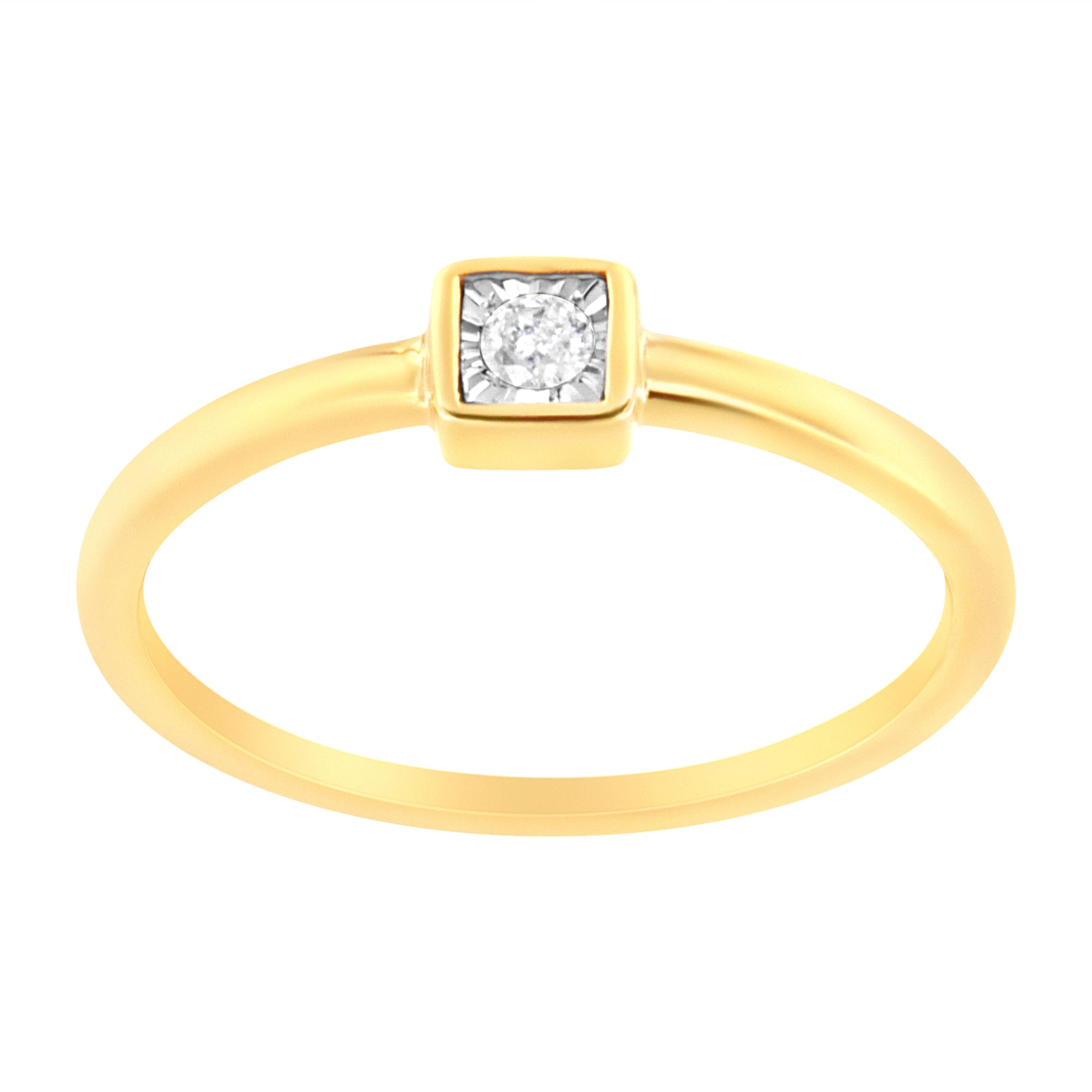 14K Yellow Gold Plated .925 Sterling Silver 1/20 cttw Miracle Set Diamond Promise Ring (J-K Color, I1-I2 Clarity) - Size 6