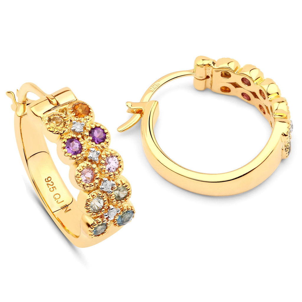 0.76 Carat Genuine Multi-Stone .925 Sterling Silver Earrings