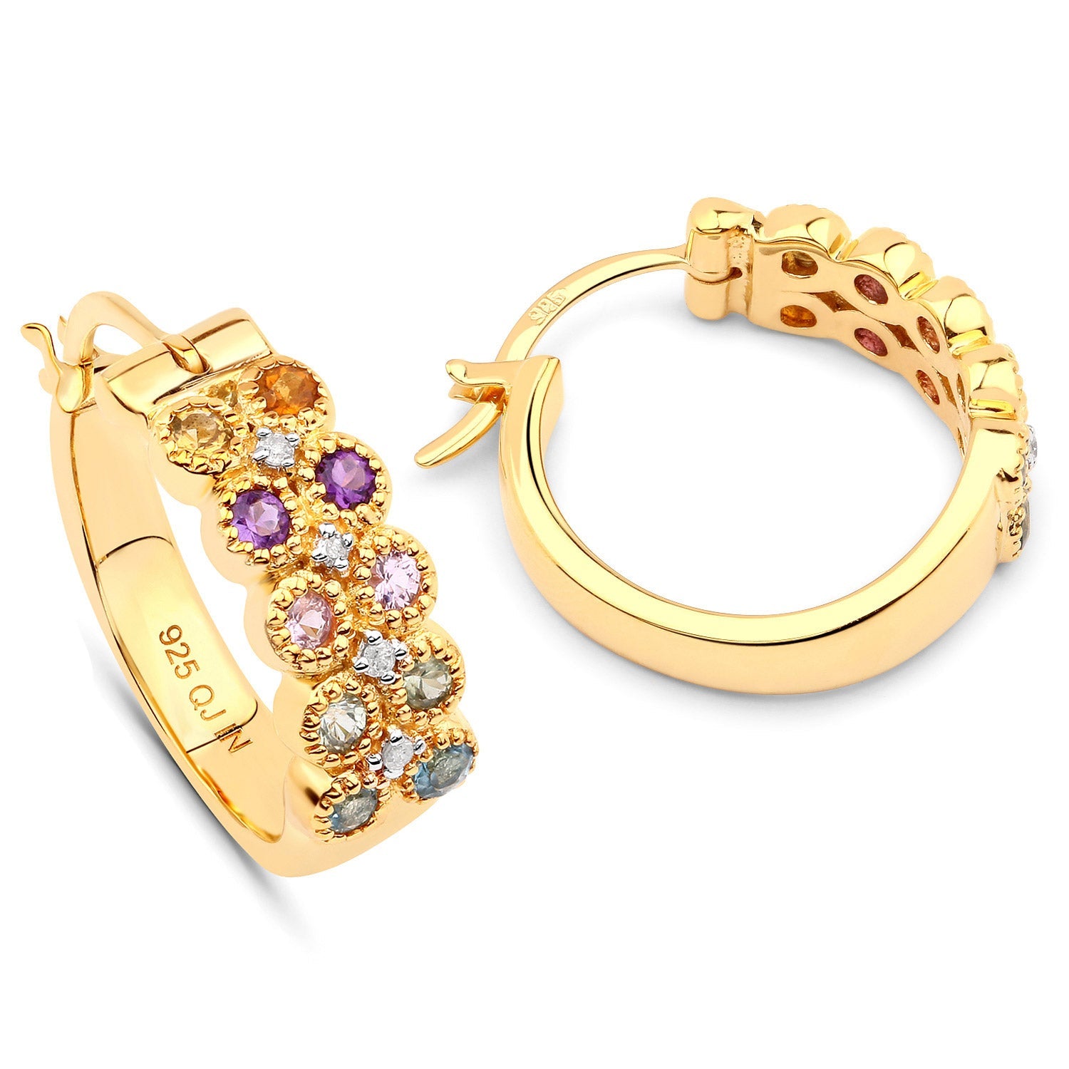 0.76 Carat Genuine Multi-Stone .925 Sterling Silver Earrings
