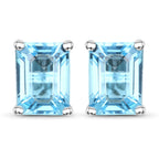3.20 Carat Genuine Swiss Blue Topaz .925 Sterling Silver Earrings