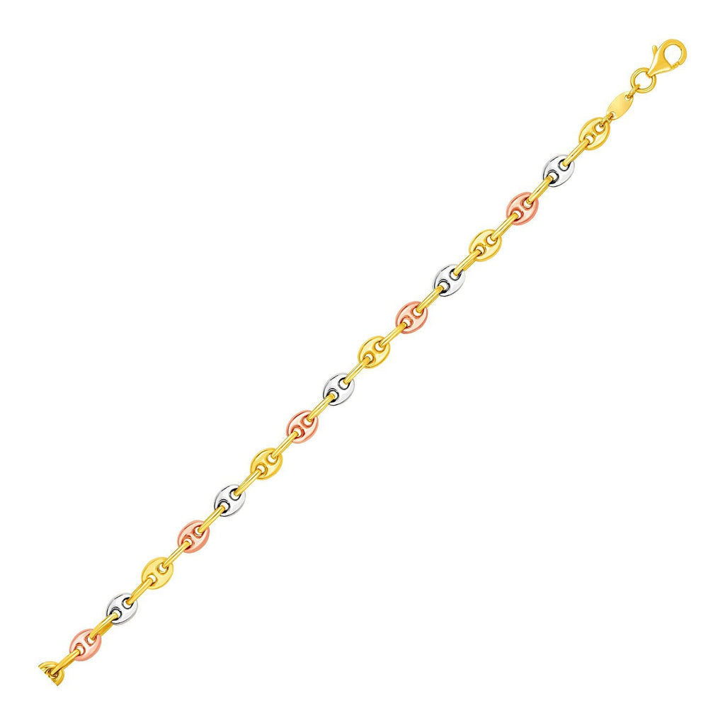 14K Tri-Color Gold Mariner Link Bracelet