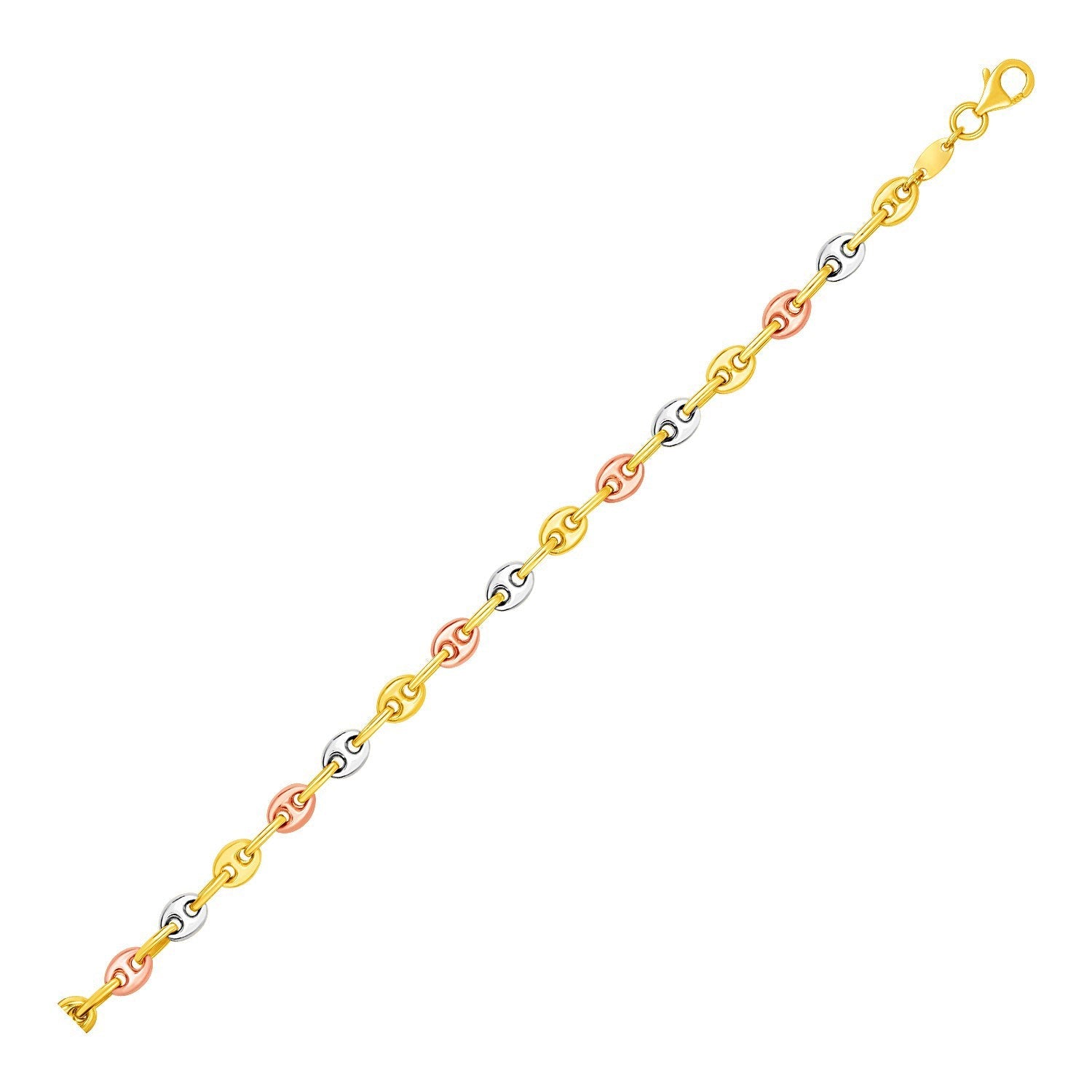 14K Tri-Color Gold Mariner Link Bracelet
