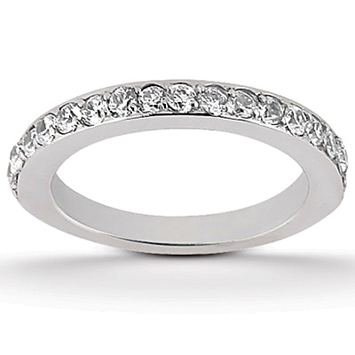 14k White Gold Pave Diamond Wedding Ring Band Set Half Eternity