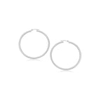 14k White Gold Polished Hoop Earrings (2 mm)