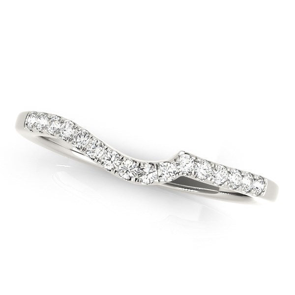 14k White Gold Curved Style Pavé Diamond Wedding Ring (1/6 cttw)