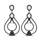 8.81 Carat Genuine Blue Topaz and Black Spinel .925 Sterling Silver Earrings