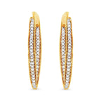 10K Yellow Gold 1/2 Cttw Round-Cut Diamond Modern Hoop Earrings (I-J Color, I2-I3 Clarity)