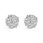.925 Sterling Silver 1/2 cttw Prong Set Round-Cut Diamond Cluster Stud Earring (I-J Color, I2-I3 Clarity)