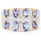 14K Yellow Gold Plated 1.68 Carat Genuine Tanzanite .925 Sterling Silver Ring