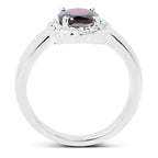 2.58 Carat Genuine Garnet and White Topaz .925 Sterling Silver Ring