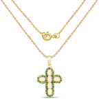 14K Yellow Gold Plated 3.11 Carat Genuine Ethiopian Opal and Chrome Diopside .925 Sterling Silver Pendant