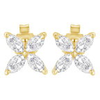 14K White Gold 1/2 Cttw Marquise Diamond 8 Stone Floral Leaf Stud Earrings (H-I Color, SI1-SI2 Clarity)
