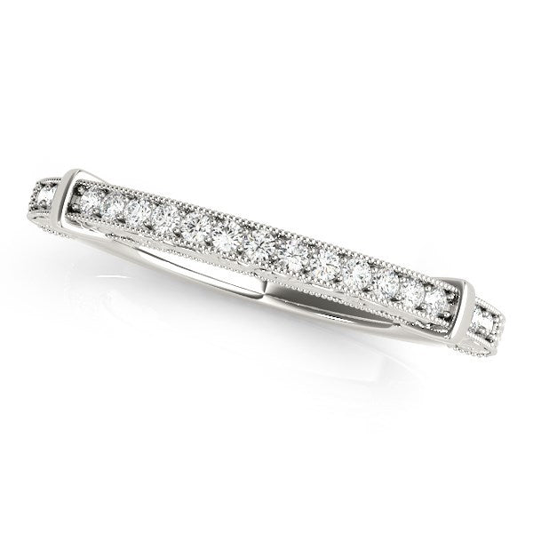 14k White Gold Bead Border Modern Wedding Band (1/8 ct. tw.)