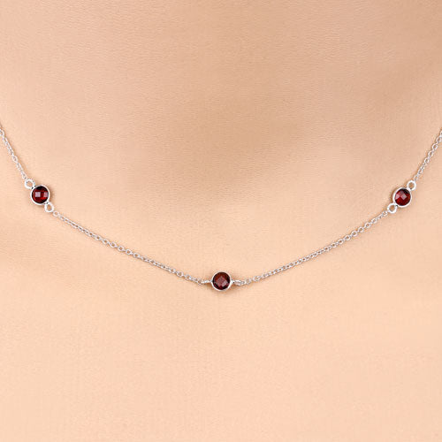 2.10 Carat Genuine Garnet .925 Sterling Silver Necklace