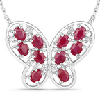2.36 Carat Genuine Ruby and White Zircon .925 Sterling Silver Necklace