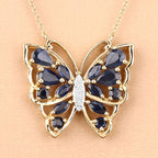 2.94 Carat Genuine Blue Sapphire and White Zircon .925 Sterling Silver Necklace