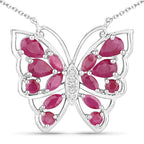2.88 Carat Genuine Ruby and White Zircon .925 Sterling Silver Necklace