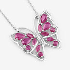 2.88 Carat Genuine Ruby and White Zircon .925 Sterling Silver Necklace