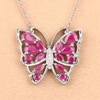 2.88 Carat Genuine Ruby and White Zircon .925 Sterling Silver Necklace