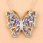 2.76 Carat Genuine Tanzanite and White Zircon .925 Sterling Silver Necklace