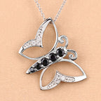 0.56 Carat Genuine Blue Sapphire and White Zircon .925 Sterling Silver Necklace