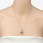 0.56 Carat Genuine Blue Sapphire and White Zircon .925 Sterling Silver Necklace