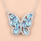 5.54 Carat Genuine Swiss Blue Topaz .925 Sterling Silver Necklace
