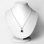 2.32 Carat Genuine Garnet and White Diamond 14K Yellow Gold with .925 Sterling Silver Pendant