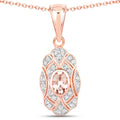 0.52 Carat Genuine Morganite and White Topaz .925 Sterling Silver Pendant