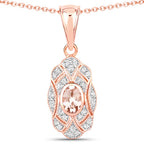0.52 Carat Genuine Morganite and White Topaz .925 Sterling Silver Pendant