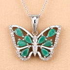 1.91 Carat Genuine Emerald and White Zircon .925 Sterling Silver Pendant