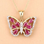 2.07 Carat Genuine Ruby and White Zircon .925 Sterling Silver Pendant
