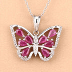 2.07 Carat Genuine Ruby and White Zircon .925 Sterling Silver Pendant