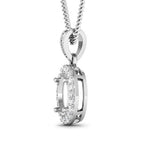 0.18 Carat Genuine White Diamond 14K White Gold Semi Mount Pendant - holds 8x6mm Oval Gemstone