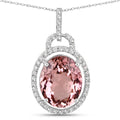 3.90 Carat Genuine Pink Tourmaline and White Diamond 14K White Gold Pendant