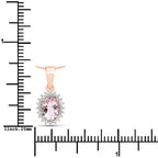 0.81 Carat Genuine Morganite and White Diamond 14K Rose Gold Pendant