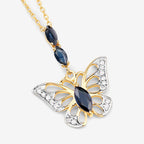0.92 Carat Genuine Blue Sapphire and White Zircon .925 Sterling Silver Pendant