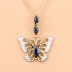 0.92 Carat Genuine Blue Sapphire and White Zircon .925 Sterling Silver Pendant