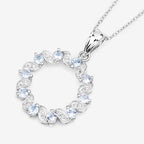 1.10 Carat Genuine Aquamarine and White Topaz .925 Sterling Silver Pendant