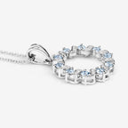 1.10 Carat Genuine Aquamarine and White Topaz .925 Sterling Silver Pendant