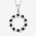 1.30 Carat Genuine Blue Sapphire and White Topaz .925 Sterling Silver Pendant