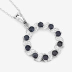 1.30 Carat Genuine Blue Sapphire and White Topaz .925 Sterling Silver Pendant