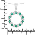 1.10 Carat Genuine Emerald and White Topaz .925 Sterling Silver Pendant