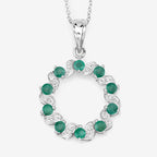 1.10 Carat Genuine Emerald and White Topaz .925 Sterling Silver Pendant